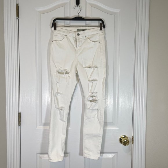 TopShop Moto Jamie Distressed White Jeans W30 L28 Petite - Picture 3 of 11